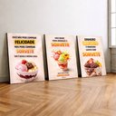 Ver imagem 2 de Kit 3 Quadro Decorativo Sorvete para Sorveteria Moderno Luxo Qualidade Premium 28x20cm