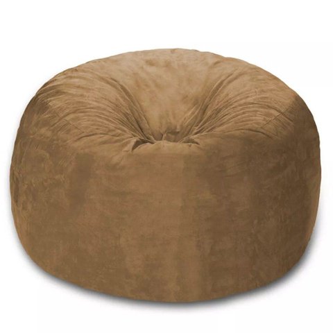 Puff Redondo 80x20 em Suede Cappuccino com Enchimento