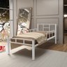 Cama de Ferro Tubular Solteiro em Aço com Grade - Branco - 1