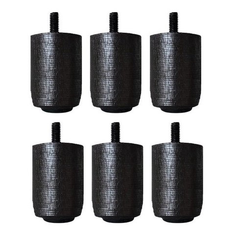 Kit com 6 Pés para Cama Box ou Baú P63 Preto Madeira Maciça