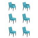 Ver imagem 1 de Kit 4 Cadeiras Germany + 2 Germany Retro Suede Azul Turquesa Dominic Decor