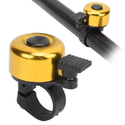 Campainha Vintage Bicicleta Aço Resistente Cromado Adulto Infantil Barulho Aviso Dourado