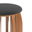 Ver imagem 2 de Banqueta Puff Decorativo Sala Pé Madeira Linho Almofada:preto