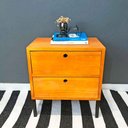 Ver imagem 1 de Mesa Lateral Gaveteiro com pé Style de Ferro e Madeira Carvalho e Preto