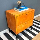 Ver imagem 2 de Mesa Lateral Gaveteiro com pé Style de Ferro e Madeira Carvalho e Preto