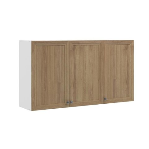Armário Aéreo Berlim 119,8cm 3 Portas MDP-MDP Café e Branco Ditália Móveis