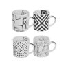 Jogo de Canecas Haus Coffee Time em Porcelana Branco e Preto 4 Peças 90ml - 1