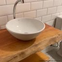 Ver imagem 4 de Bancada Rústica Madeira 80x36x5cm Banheiro Cuba Lavabo Prancha Retrô Envernizada