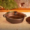 Ver imagem 4 de Kit Panelas Caçarolas de Ferro Fundido Tampa de Vidro Preto