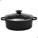 Ver imagem 1 de Kit Panelas Caçarolas de Ferro Fundido Tampa de Vidro Preto