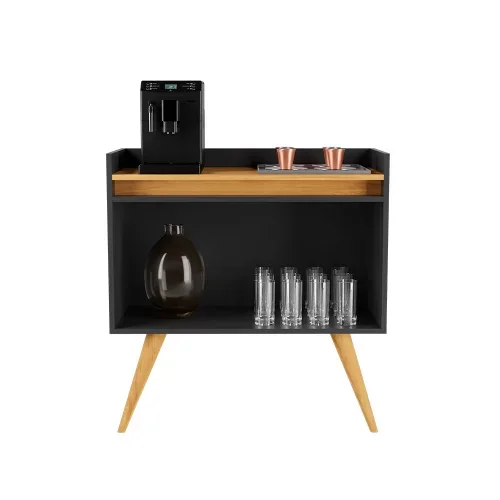 Ver imagem 3 de Aparador Buffet 2 Portas Gold Primus Preto com Mel - Rede Móveis