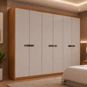Ver imagem 1 de Guarda-Roupa Casal 100% MDF com 6 Portas e 6 Gavetas 273cm Multimóveis CR35541 Madeirado/Off White