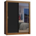 Ver imagem 2 de Guarda-Roupa Solteiro Madesa Dallas 2 Portas de Correr com Espelho 2 Gavetas Rustic/Preto Cor:Rustic