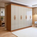 Ver imagem 1 de Guarda-Roupa Casal 8 Portas 6 Gavetas MDF 236cm Serenata Marrom Amêndoa Clean/Off White