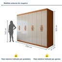 Ver imagem 2 de Guarda-Roupa Casal 8 Portas 6 Gavetas MDF 236cm Serenata Marrom Amêndoa Clean/Off White