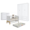 Ver imagem 1 de Quarto de Bebê Americano 4 Portas com Berço Americano Mini Cama Fantasia Branco Acetinado – Qmovi - 