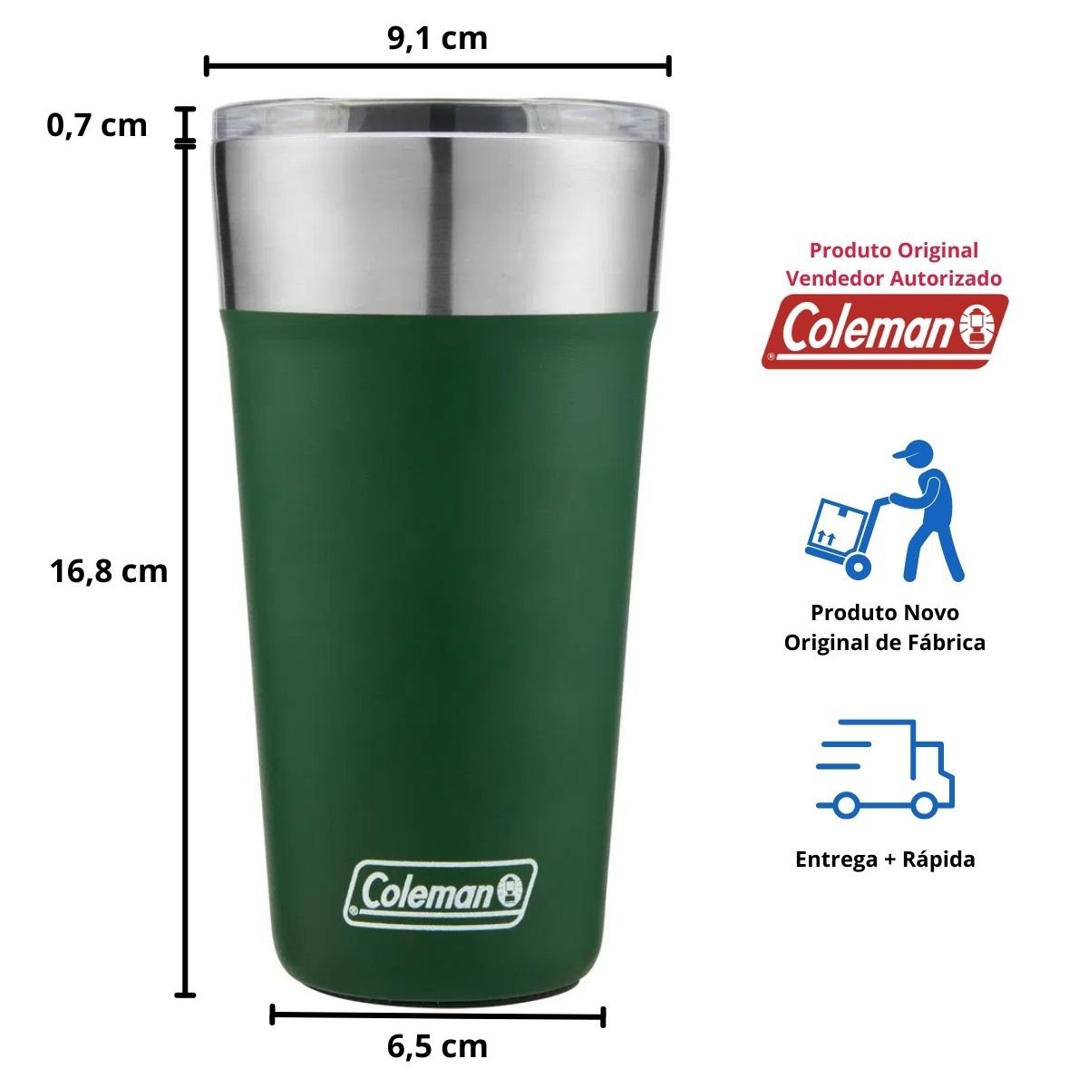 Copo Térmico Coleman Cerveja Com Tampa E Abridor Isolação a Vácuo Aço Inox 600ml Copo Térmico Para B - 6