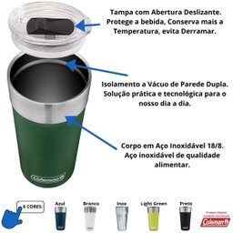 Copo Térmico Coleman Cerveja Com Tampa E Abridor Isolação a Vácuo Aço Inox 600ml Copo Térmico Para B - 5