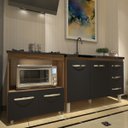 Ver imagem 2 de Balcão Armário Cozinha Gabinete de Pia 120 Cm Bruna e Balcão para Fogão Cooktop 5 Bocas e Forno Evel