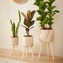 Ver imagem 2 de Cachepot Tripé em Madeira Mart M 46x21cm Vaso Decoração 15192
