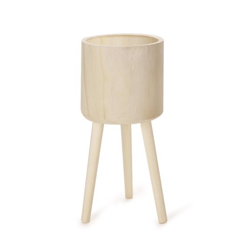 Cachepot Tripé em Madeira Mart M 46x21cm Vaso Decoração 15192
