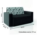Ver imagem 4 de Sofá-cama 2 Lugares Pratik 5000 Mamflex Preto/cinza Floral Suede