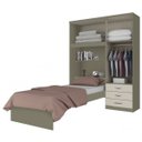 Ver imagem 2 de Guarda-Roupa Solteiro 4 Portas com Espelho e Cama Baú Happy Espresso Móveis