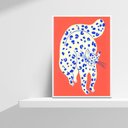Ver imagem 2 de Quadro Decorativo Abstrato Gato Laranja 33x24cm - com Vidro:madeira Preta