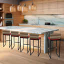 Ver imagem 6 de Kit 5 Banquetas Quadrada Junco Cappuccino para Balcão Ilha Cozinha Área Gourmet Bancada Piscina Bar