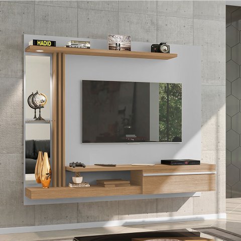 Painel Sala Denver para Tv até 55 Polegadas Led Off-white/cinamomo