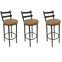 Ver imagem 1 de Combo 3 Banquetas Rafaela - Redonda Altura 65cm para Bar e Cozinha Preta com Assento Confortável Cor