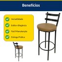 Ver imagem 7 de Combo 3 Banquetas Rafaela - Redonda Altura 65cm para Bar e Cozinha Preta com Assento Confortável Cor