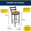 Ver imagem 5 de Combo 3 Banquetas Rafaela - Redonda Altura 65cm para Bar e Cozinha Preta com Assento Confortável Cor