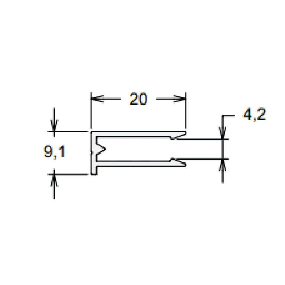 Perfil U 4mm Branco - 2,00m - 2