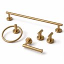 Ver imagem 1 de Kit Acessório Banheiro 5 Peças Dourado Escovado Redondo Luxo