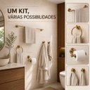 Ver mais imagens de Kit Acessório Banheiro 5 Peças Dourado Escovado Redondo Luxo