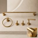 Ver imagem 6 de Kit Acessório Banheiro 5 Peças Dourado Escovado Redondo Luxo