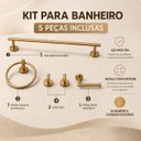Ver imagem 7 de Kit Acessório Banheiro 5 Peças Dourado Escovado Redondo Luxo