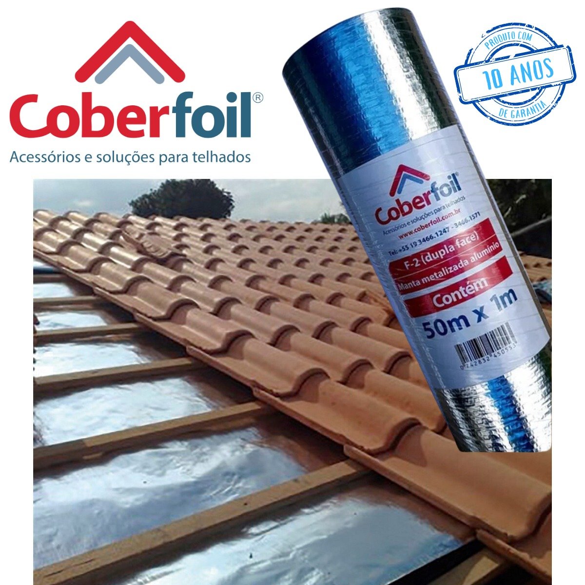 Manta Térmica para Telhado Coberfoil 1 Face 70 M² + Fita(s ...