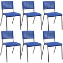 Ver imagem 1 de Kit 06 Cadeiras Empilhável Fixa Escritório Multiuso Base Preta Kimi P03 Azul - Lyam Decor