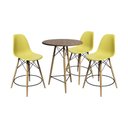 Ver imagem 1 de Conjunto Mesa Bistrô Eames Eiffel Amêndoa com 3 Banquetas Amarelas de Madeira