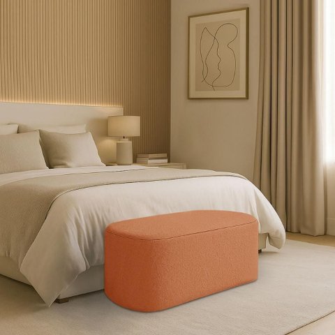 Puff Recamier Paris 100 Cm Estofado para Quarto Solteiro Boucle Premium - Clique Chique