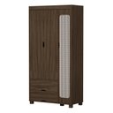 Ver imagem 4 de Guarda Roupa Clara Castanho Solteiro de Mdf Designer Moderno em Rattan 3 Portas 2 Gavetas