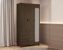 Ver imagem 1 de Guarda Roupa Clara Castanho Solteiro de Mdf Designer Moderno em Rattan 3 Portas 2 Gavetas