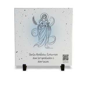 Azulejo Decorativo Religiosa com Qr Code Orações Santa Bárbara