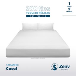 Jogo de Lençol 200 Fios 3 Peças Toque de Pétalas Casal - 2