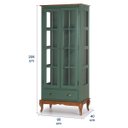 Ver imagem 4 de Cristaleira 2 Portas e Laterais em Vidro 3 Prateleiras 1 Gaveta 60808 Hannover - Verde Musgo/imbuia