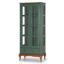 Ver imagem 1 de Cristaleira 2 Portas e Laterais em Vidro 3 Prateleiras 1 Gaveta 60808 Hannover - Verde Musgo/imbuia