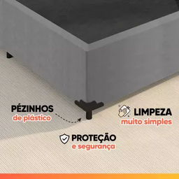 Cama Box Casal 1,38m com 38cm de Altura Suede Prince Cinza - 5