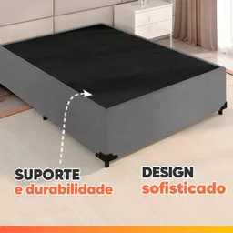 Cama Box Casal 1,38m com 38cm de Altura Suede Prince Cinza - 4